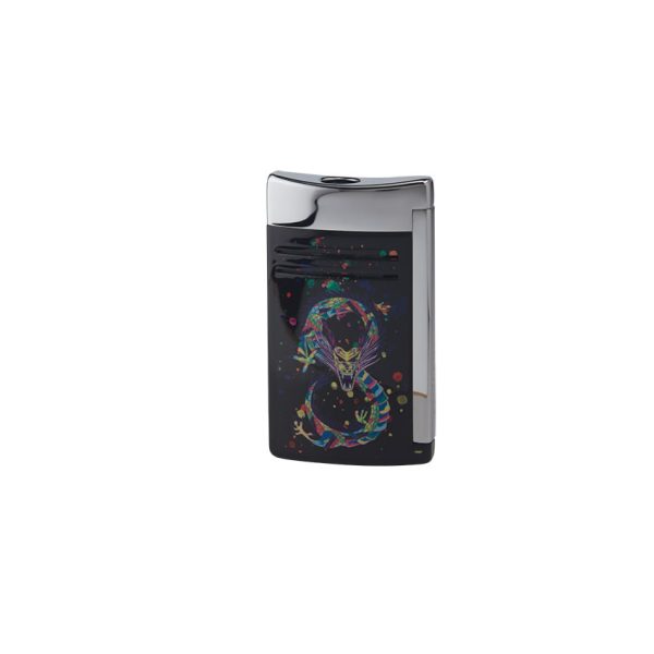 S.T. Dupont Maxijet Black and Chrome Dragon Lighter Black